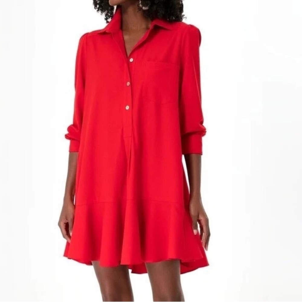 Preloved TUCKERNUCK Red Crepe Callahan Shirt Dress Size XXL